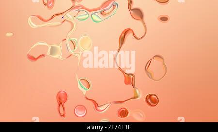 Abstrakt orange Hintergrund mit bunten Blasen. 3d-Bild, 3d-Rendering Stockfoto
