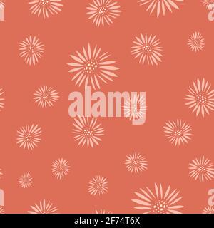 Hintergrund mit Blumenmuster. Vektor nahtlose Wiederholung von handgezeichneten Blumen. Stock Vektor