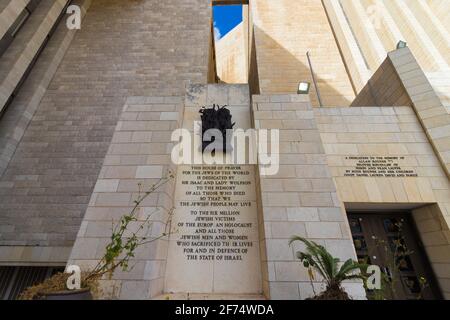 Jerusalem, Israel. 05-05-2020. Die Tür der Großen Synagoge in der King George Street. Stockfoto