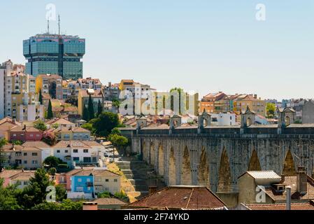 Das aquädukt Aguas Livres in Portugiesisch: Aqueduto Das Aguas Livres Aquädukt der freien Gewässern ist eine historische Aquädukt in der Stadt Lissabon, Portugal. Stockfoto