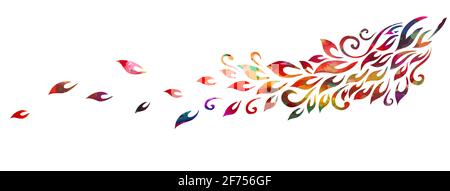 Horizontaler Hintergrund. Abstraktion mit bunt fallenden Blättern. Vektorgrafik Stock Vektor