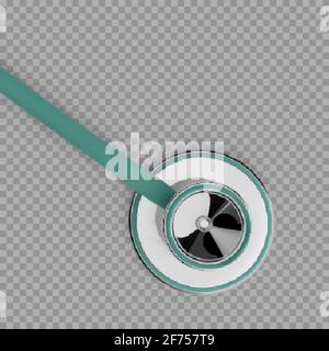 Stothoscope 3d-Rendering. Diagnostik der Herz- und Lungengesundheit. Vektorgrafik Stock Vektor