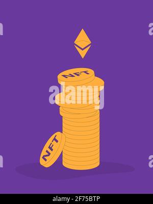 NFT. Nicht Fungible Token. Vektorgrafik. Stock Vektor