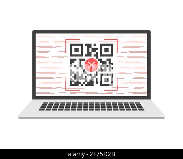 Business-Symbole und -Techniken - QR-Codes auf dem Laptop Stock Vektor