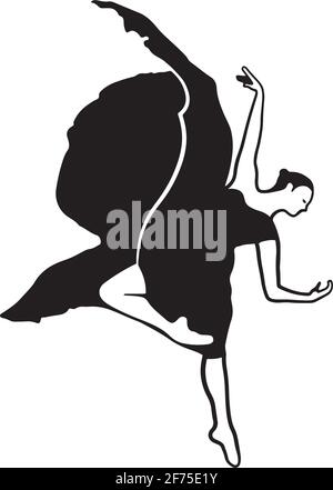 Ballerina Logo Silhouette dramatische Pose auf weißem Hintergrund Stock Vektor