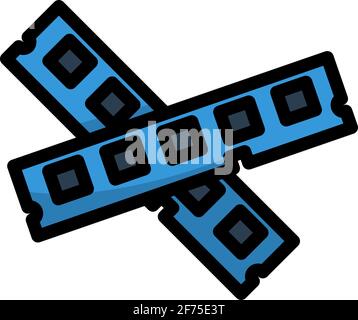 Symbol Für Computerspeicher. Editierbare Fett Formatigte Kontur Mit Farbfüllungsdesign. Vektorgrafik. Stock Vektor