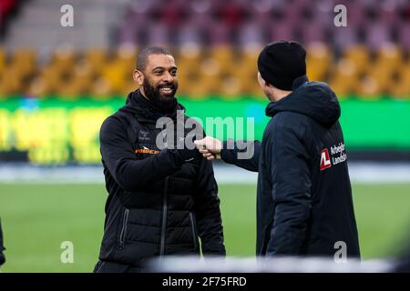 Farum, Dänemark. April 2021. FC Nordsjællands () Set i 3F Superliga-kampen mellem FC Nordsjælland Og X i rechts zum Dream Park d. XX.XX.2021. Kredit: Gonzales Foto/Alamy Live Nachrichten Stockfoto