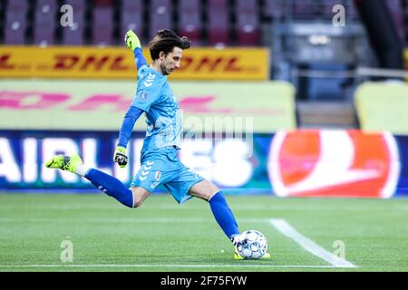 Farum, Dänemark. April 2021. FC Nordsjællands () Set i 3F Superliga-kampen mellem FC Nordsjælland Og X i rechts zum Dream Park d. XX.XX.2021. Kredit: Gonzales Foto/Alamy Live Nachrichten Stockfoto