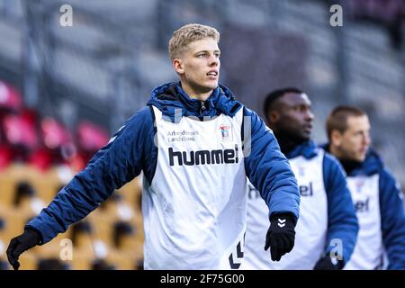 Farum, Dänemark. April 2021. FC Nordsjællands () Set i 3F Superliga-kampen mellem FC Nordsjælland Og X i rechts zum Dream Park d. XX.XX.2021. Kredit: Gonzales Foto/Alamy Live Nachrichten Stockfoto