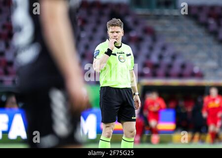 Farum, Dänemark. April 2021. FC Nordsjællands () Set i 3F Superliga-kampen mellem FC Nordsjælland Og X i rechts zum Dream Park d. XX.XX.2021. Kredit: Gonzales Foto/Alamy Live Nachrichten Stockfoto