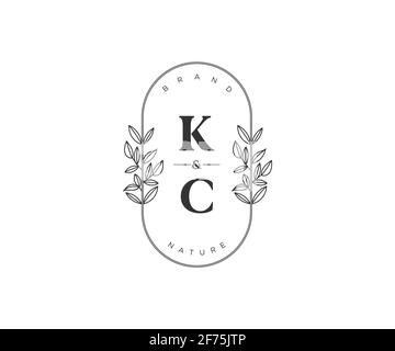 KC Buchstaben schöne florale feminine editierbare vorgefertigte Monoline Logo geeignet für Spa Salon Haut Haar Schönheit Boutique und Kosmetik Unternehmen. Stock Vektor
