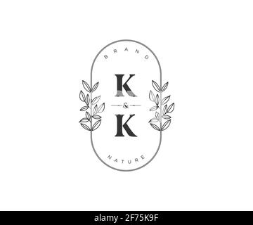 KK Buchstaben schöne florale feminine editierbare vorgefertigte Monoline Logo geeignet für Spa Salon Haut Haar Schönheit Boutique und Kosmetik Unternehmen. Stock Vektor