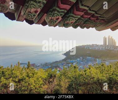 Szenerie des Haemaru-Pavillons in haeundae, Busan, Südkorea, Asien. Stockfoto