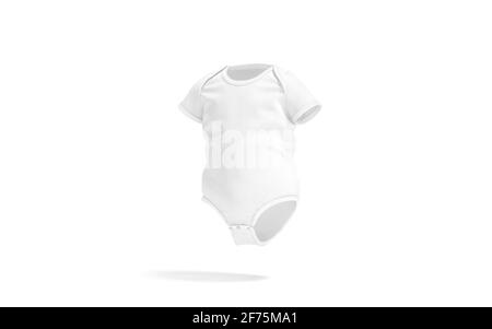 Blank weißer halbärmelige Baby-Bodysuit im Modell, Seitenansicht Stockfoto