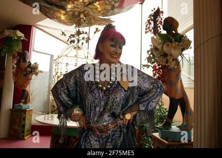 Zandra Rhodes in ihrem Zuhause im Süden Londons.pic David Sandison 23/1/2006 Stockfoto