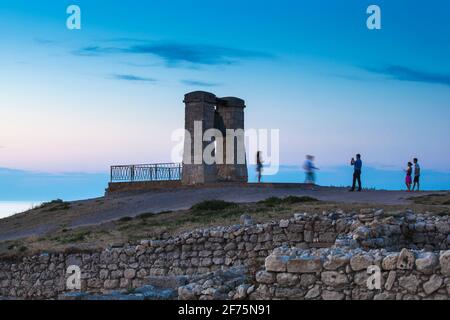 Ukraine, Krim, Sewastopol, Nebelglocke bei der altertümlichen Stadt Chersoness Stockfoto