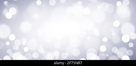 Abstraktes weißes Bokeh auf blauem Hintergrund, blaues Hintergrunddesign, funkelt und schimmernder Hintergrund in Form eines Kreises. Unschärfe-Beleuchtung o Stockfoto