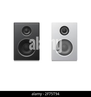Realistische Lautsprecher, schwarz-weiß. Vektorgrafik. Stock Vektor