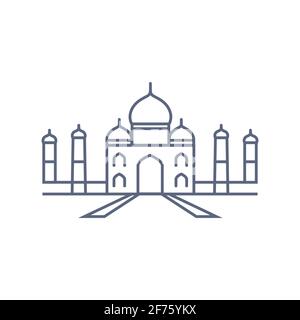 Taj mahal Linie Symbol - Indian Palace einfaches lineares Piktogramm auf weißem Hintergrund. Vektorgrafik Stock Vektor