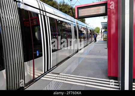 Frankreich, Indre et Loire, Tours, die Straßenbahn. Stockfoto