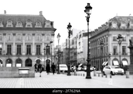 Blurry Abstract Place Vendome Übersicht. Pariser Architektur. Wahrzeichen von Paris, Frankreich. Stockfoto