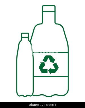 Plastikflaschen-Schild mit Recycling-Schild isoliert auf weißem Hintergrund. Konzept, die Erde zu retten oder die globale Erwärmung zu stoppen. Schützen Sie die Natur, retten Sie den Wor Stock Vektor