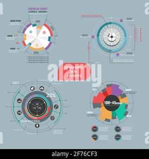 Infografik-Datenelemente mit Vektorsatz von Kreisdiagrammvorlagen für Diagramme, Diagramme und Diagramme Stock Vektor