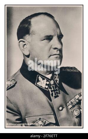 SEPP DIETRICH Deutschland 2. Weltkrieg Ritterkreuz / Ritterkreuz-Preisträger Waffen SS Obergruppenführer Deutschland 2. Weltkrieg Ritterkreuz / Sepp Dietrich, Leiter der Leibstandarte SS Adolf Hitler und später der 5. Und 6. Panzerarmee. Aus Foto Hoffmann. Stockfoto