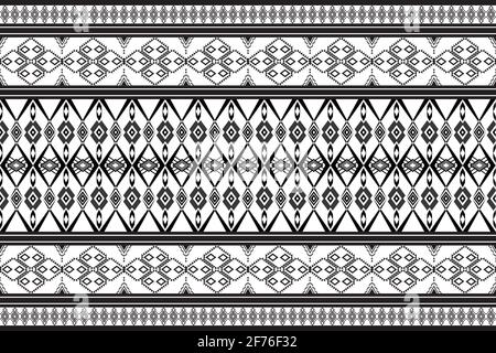Geometrisches Design Muster Stoff ethnischen orientalischen traditionellen abstrakten schwarz und weiß. Für Stickereien Stil, Vorhang, Hintergrund, Teppich, Tapete, cl Stock Vektor