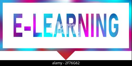 E-Learning Sprechblase Schild E-Learning Aufkleber auf weiß Stock Vektor
