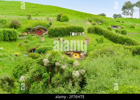 Idyllische Landschaft am Shire, vertreten durch eine Region in der Nähe Matama auf der Nordinsel Neuseelands Stockfoto