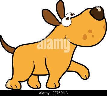 Walking Cartoon Hund Vektor-Illustration isoliert auf weißem Hintergrund Stock Vektor