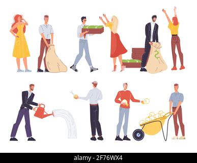 Flache Cartoon-Figuren Ernte Set, Vektor-Illustration Konzept Stock Vektor
