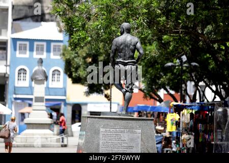 salvador, bahia / brasilien - 8. Oktober 2019: Skulptur von Zumbi dos Palmares in der Praça da SE. *** Ortsüberschrift *** Stockfoto