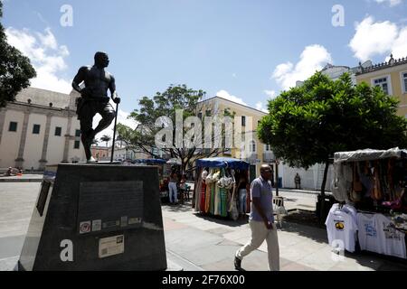 salvador, bahia / brasilien - 8. Oktober 2019: Skulptur von Zumbi dos Palmares in der Praça da SE. *** Ortsüberschrift *** Stockfoto