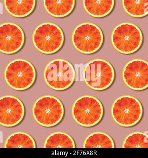 Geometrisches rot-orangefarbenes Fruchtschnittmuster, minimalistische, flache Lebensmittelstruktur Stockfoto