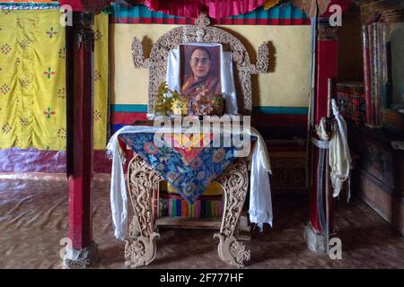 Zanskar, Indien. Innerhalb des tibetisch-buddhistischen Klosters Stockfoto