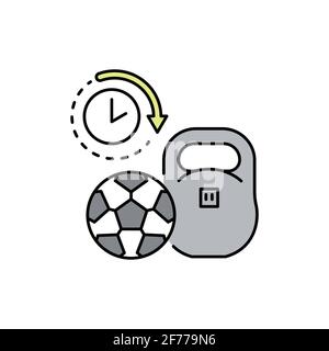 Sportausrüstungsverleih, Symbol für farbige Linie. Piktogramm für Webseite, mobile App, Promo. UI UX GUI Design-Element. Bearbeitbare Kontur. Stock Vektor