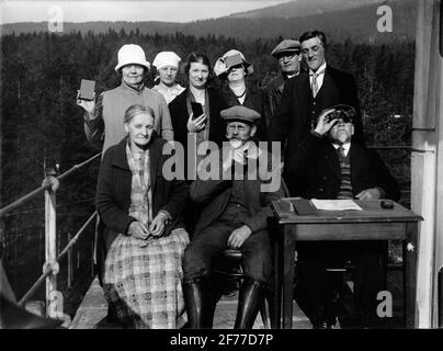 Carl Richard Nyberg, zusammen mit mehreren Personen Flight-Nyberg genannt. Das Bild links an das Technische Museum von Frau Greta Broberg, Stockholm, durch die filmhistorischen Sammlungen Januar 1952. Stockfoto