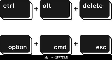 Strg alt löschen und Wahltaste cmd esc-Tastenkombinationen für Erzwingt das Beenden des Tastaturbediensymbols im Vektorsymbol Stock Vektor