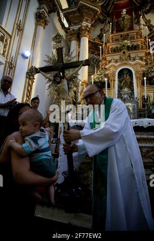 salvador, bahia / brasilien - 8. November 2019: Blick auf die Bonfim-Kirche auf dem Heiligen Berg in Salvador. *** Ortsüberschrift *** Stockfoto