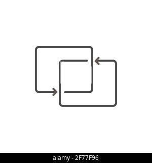 Schwarze Richtungspfeile für Übertragungssymbol, gemeinsame Bildschirme. Bidirektionale Pfeile, Synchronisierung, Migrationsdaten. Austausch von Verkehrsbrücken. Stock Vektor