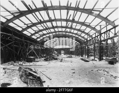 Die Sperrholzfabrik, Leichtbau-Gesellschaften mit beschränkter Haftung. Gebäude gebaut von ab Freischwinger Holzkonstruktionen, Töreboda. Stockfoto