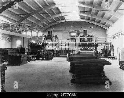 Die Sperrholzfabrik, Leichtbau-Gesellschaften mit beschränkter Haftung. Gebäude gebaut von ab Freischwinger Holzkonstruktionen, Töreboda. Stockfoto