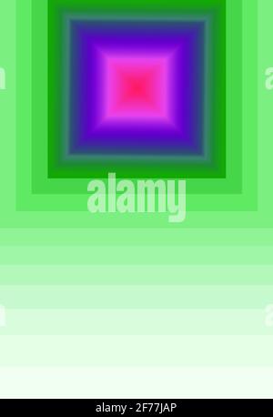 Pyramide in lebendigen Farben mit rechteckigen Rahmen mit mehreren Ebenen und grünem Gradient Stockfoto