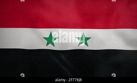 Die Nationalflagge Syriens weht im Wind. 3d-Rendering Stockfoto