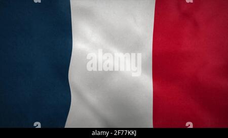 Die Nationalflagge Frankreichs weht im Wind. 3d-Rendering Stockfoto