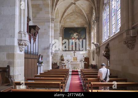 Frankreich, Pyrenees Atlantiques, Bayonne, Kathedrale Sainte Marie oder Notre Dame de Bayonne, Kapelle Saint Leon mit dem Gemälde der Flucht nach Ägypten Stockfoto