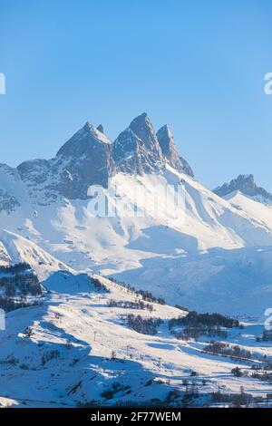 Frankreich, Savoie, Maurienne-Tal, Aiguilles d'Arves von Albiez-le-Jeune aus gesehen Stockfoto