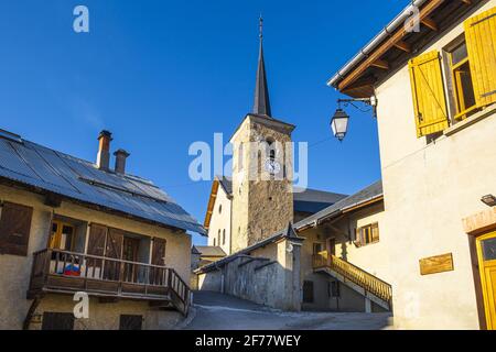 Frankreich, Savoie, Maurienne-Tal, Albiez-le-Jeune, Saint-Germain-Kirche Stockfoto